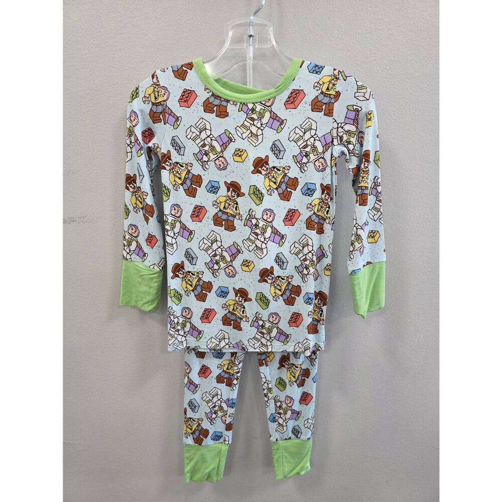 NEW CHARLIES PROJECT boy's toy box bamboo loungewear set in green multi